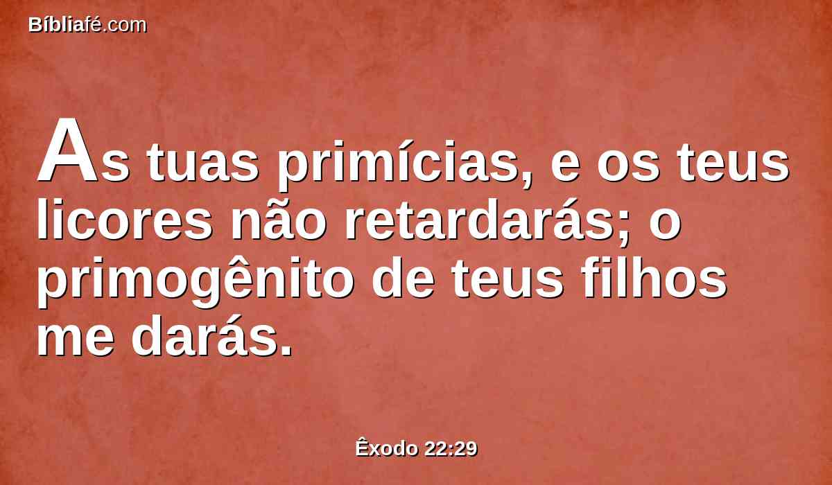 As tuas primícias, e os teus licores não retardarás; o primogênito de teus filhos me darás.