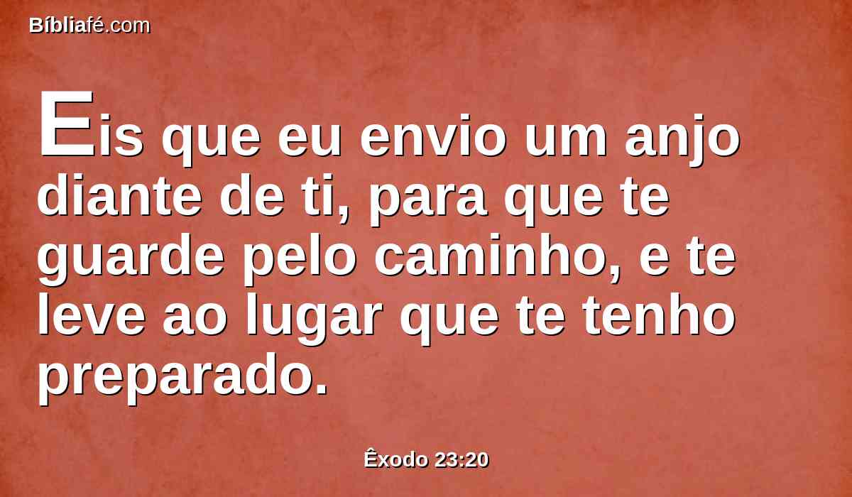 Eis que eu envio um anjo diante de ti, para que te guarde pelo caminho, e te leve ao lugar que te tenho preparado.