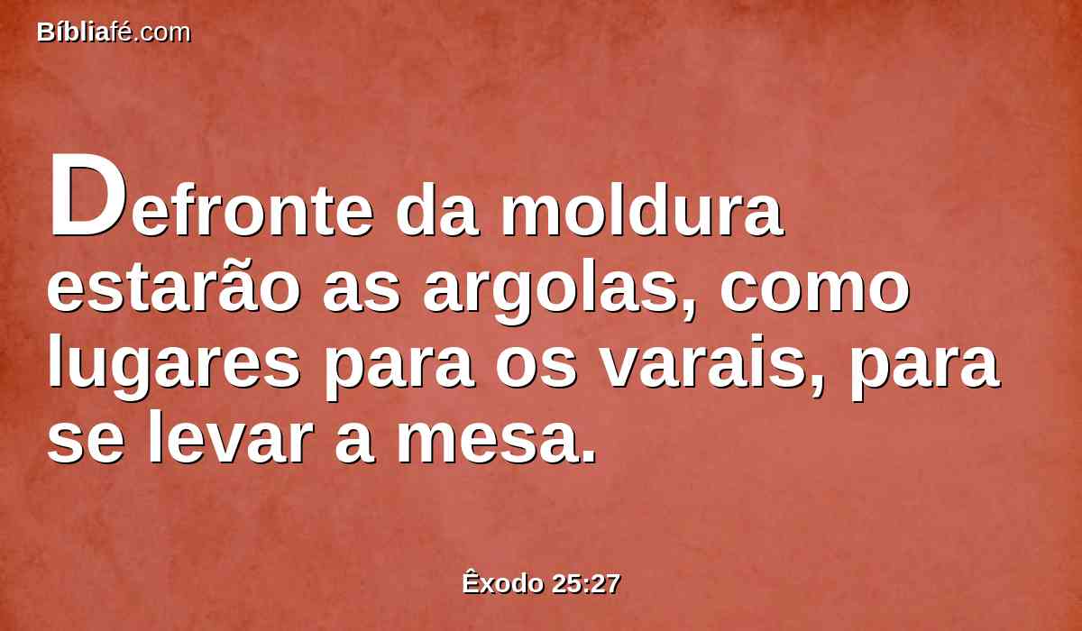 Defronte da moldura estarão as argolas, como lugares para os varais, para se levar a mesa.