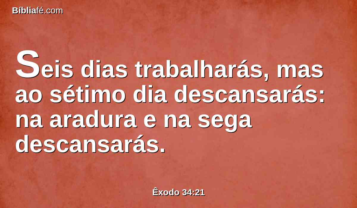 Seis dias trabalharás, mas ao sétimo dia descansarás: na aradura e na sega descansarás.