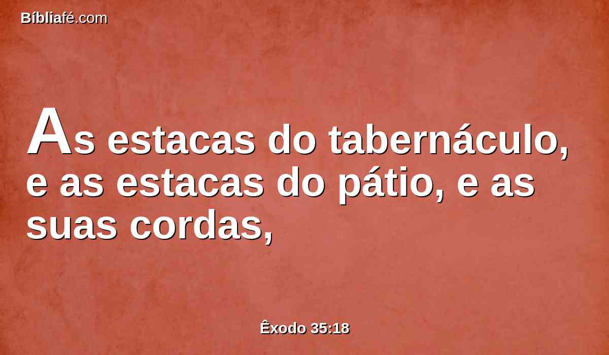 As estacas do tabernáculo, e as estacas do pátio, e as suas cordas,