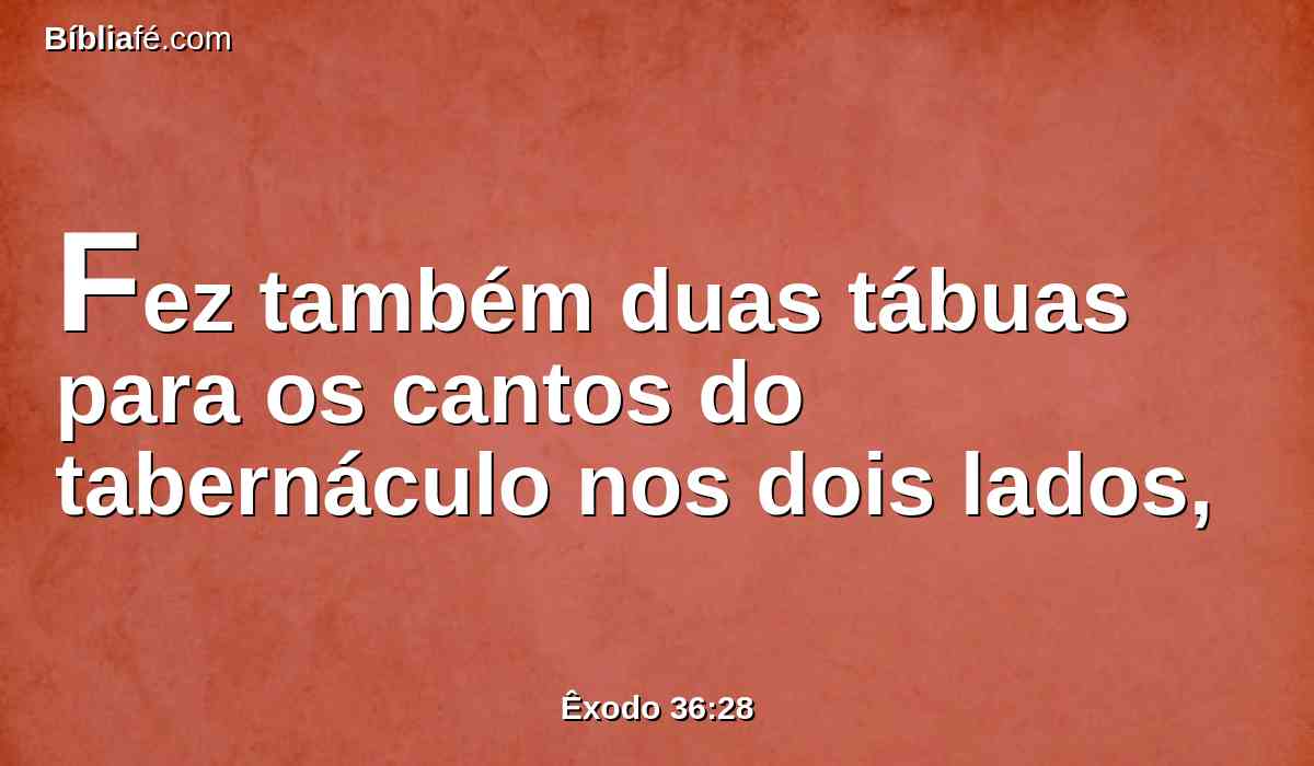 Fez também duas tábuas para os cantos do tabernáculo nos dois lados,