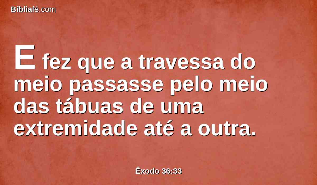 E fez que a travessa do meio passasse pelo meio das tábuas de uma extremidade até a outra.