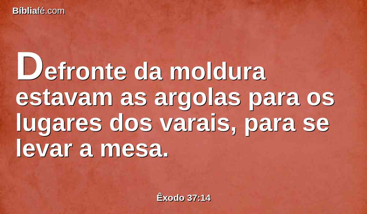 Defronte da moldura estavam as argolas para os lugares dos varais, para se levar a mesa.