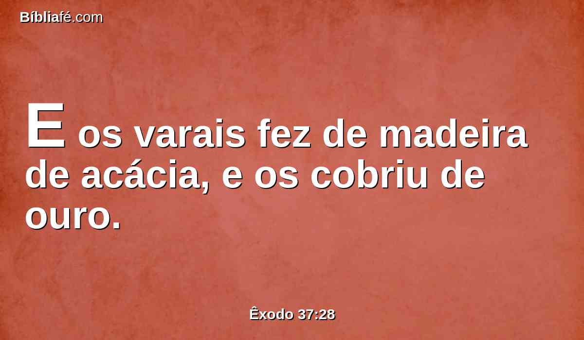 E os varais fez de madeira de acácia, e os cobriu de ouro.