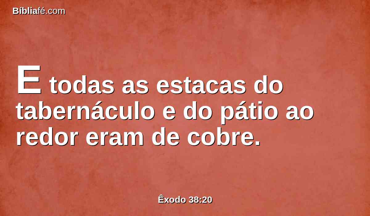 E todas as estacas do tabernáculo e do pátio ao redor eram de cobre.