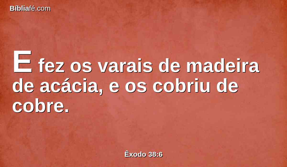 E fez os varais de madeira de acácia, e os cobriu de cobre.