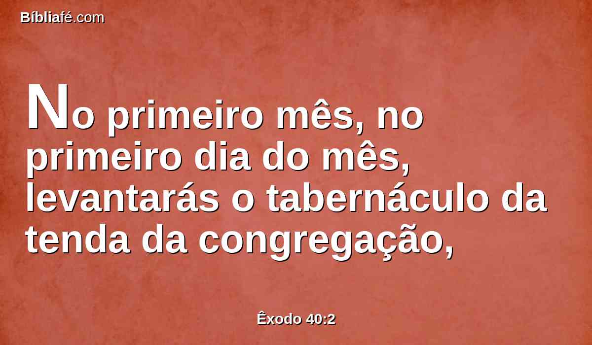 No primeiro mês, no primeiro dia do mês, levantarás o tabernáculo da tenda da congregação,