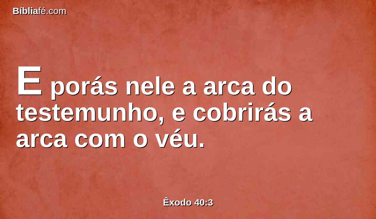 E porás nele a arca do testemunho, e cobrirás a arca com o véu.