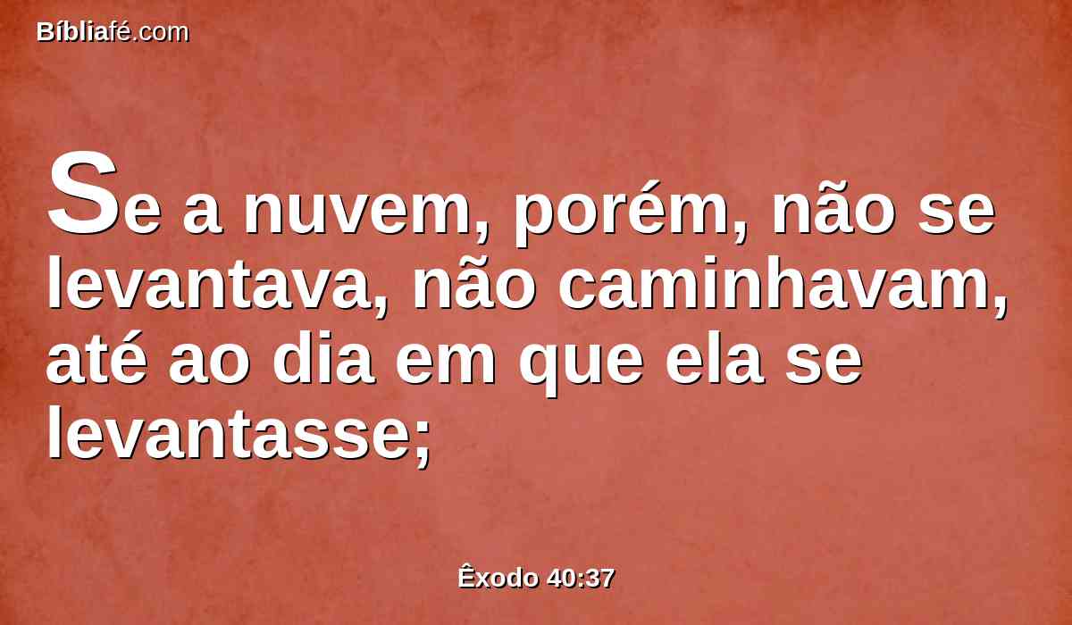 Se a nuvem, porém, não se levantava, não caminhavam, até ao dia em que ela se levantasse;