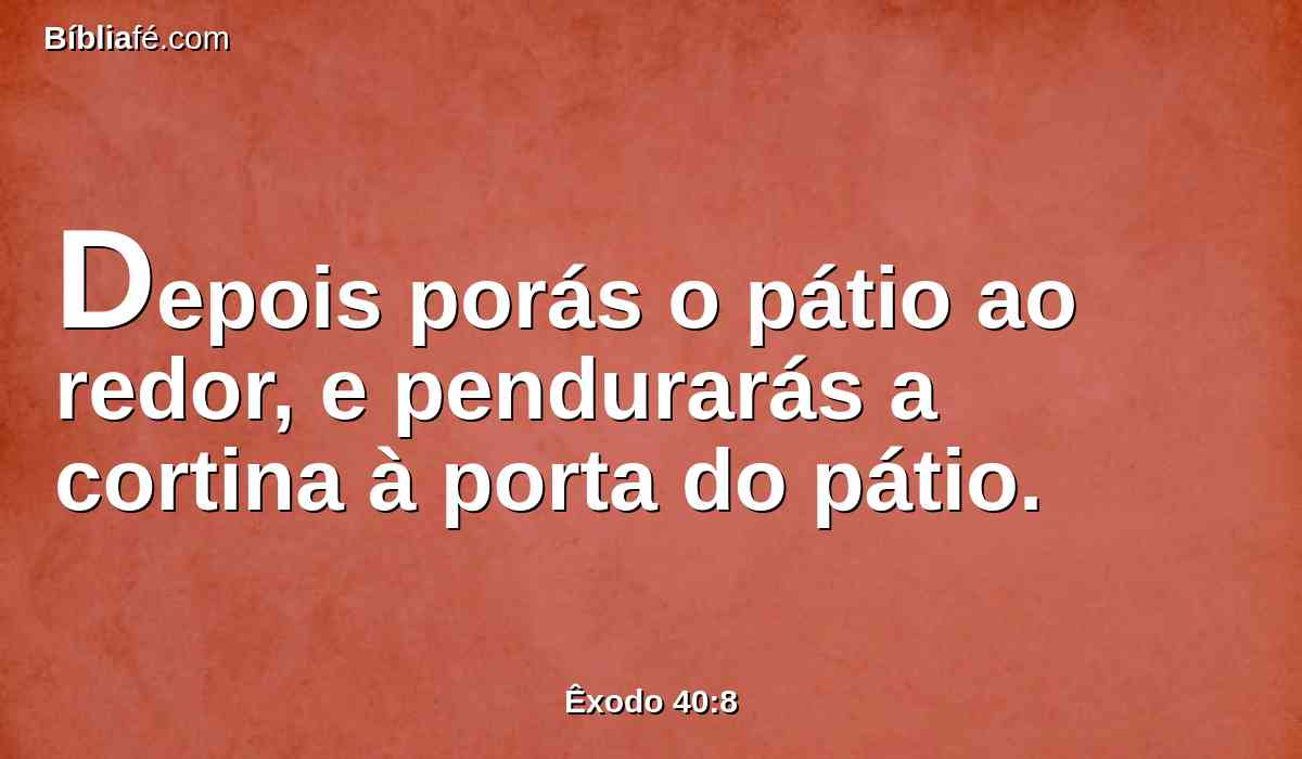 Depois porás o pátio ao redor, e pendurarás a cortina à porta do pátio.