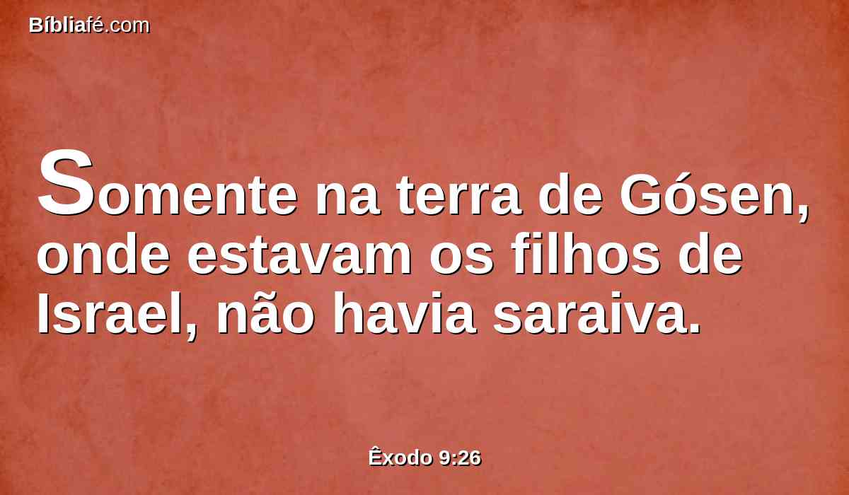 Somente na terra de Gósen, onde estavam os filhos de Israel, não havia saraiva.