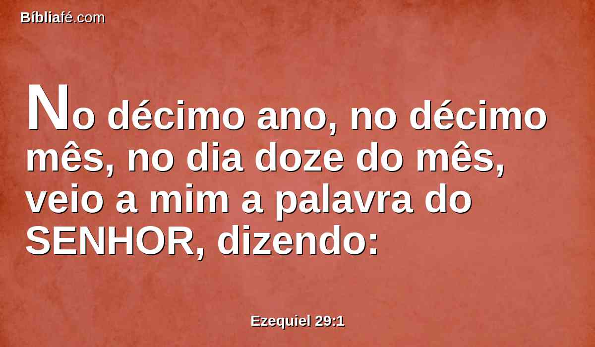 No décimo ano, no décimo mês, no dia doze do mês, veio a mim a palavra do SENHOR, dizendo: