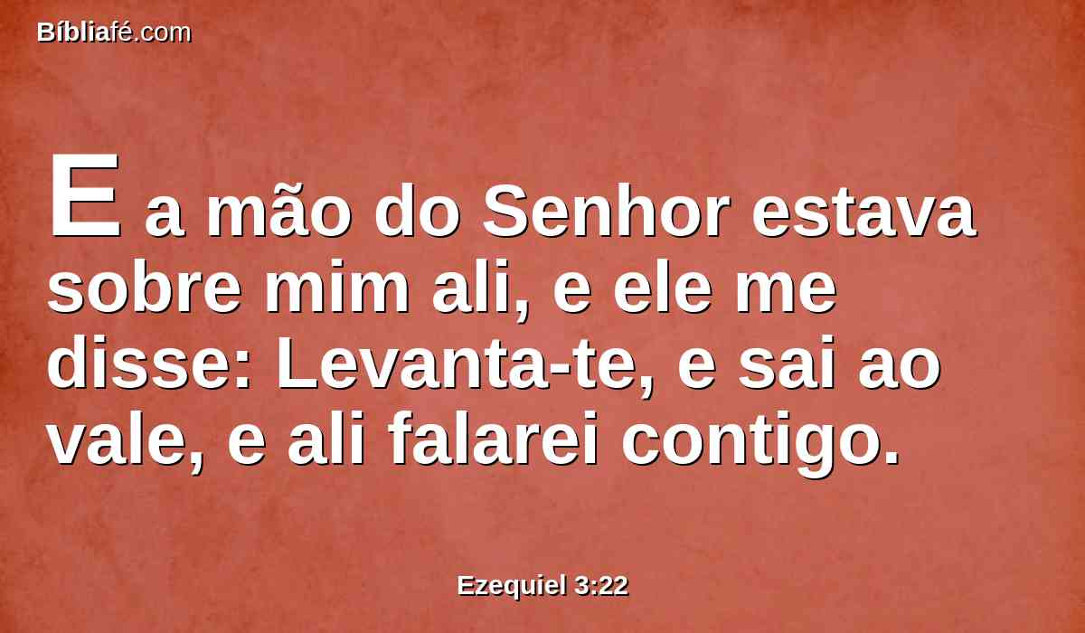 E a mão do Senhor estava sobre mim ali, e ele me disse: Levanta-te, e sai ao vale, e ali falarei contigo.