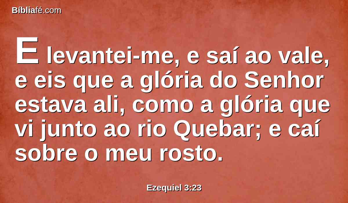 E levantei-me, e saí ao vale, e eis que a glória do Senhor estava ali, como a glória que vi junto ao rio Quebar; e caí sobre o meu rosto.