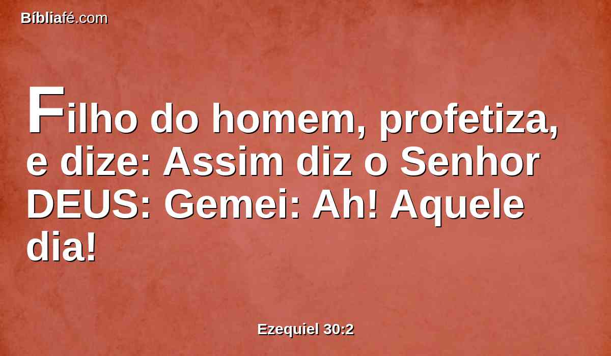 Filho do homem, profetiza, e dize: Assim diz o Senhor DEUS: Gemei: Ah! Aquele dia!