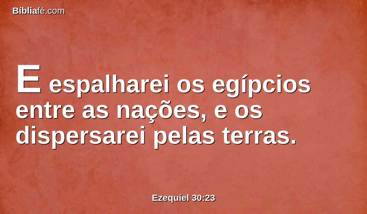 E espalharei os egípcios entre as nações, e os dispersarei pelas terras.