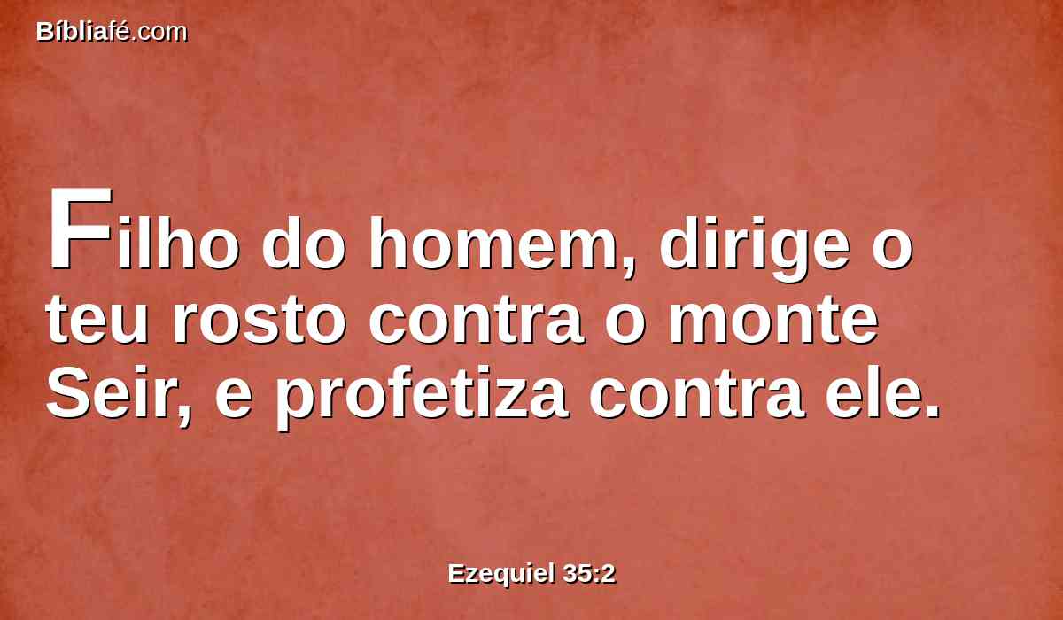 Filho do homem, dirige o teu rosto contra o monte Seir, e profetiza contra ele.