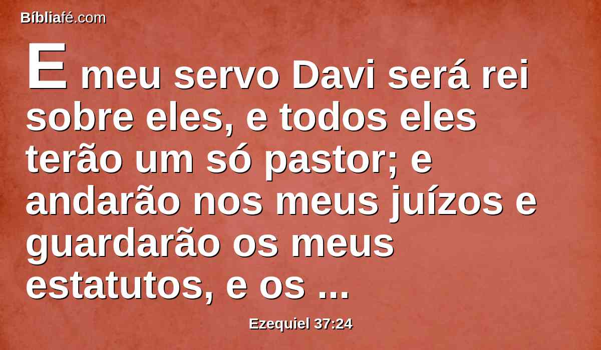 E meu servo Davi será rei sobre eles, e todos eles terão um só pastor; e andarão nos meus juízos e guardarão os meus estatutos, e os observarão.