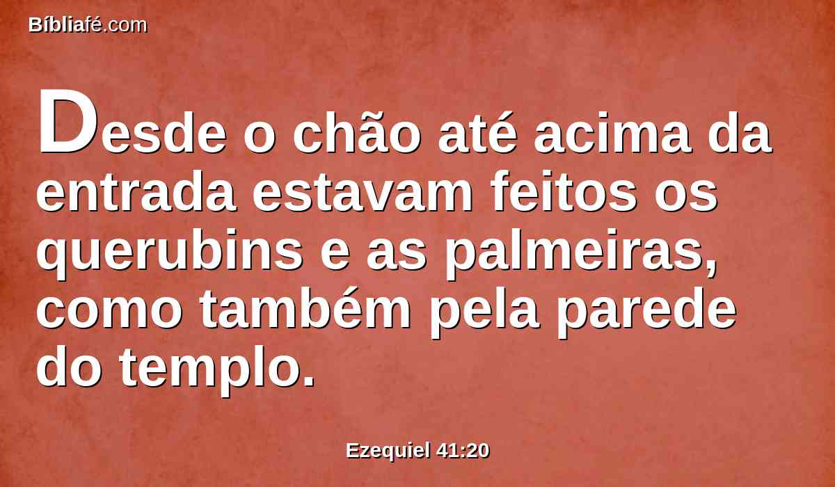 Desde o chão até acima da entrada estavam feitos os querubins e as palmeiras, como também pela parede do templo.