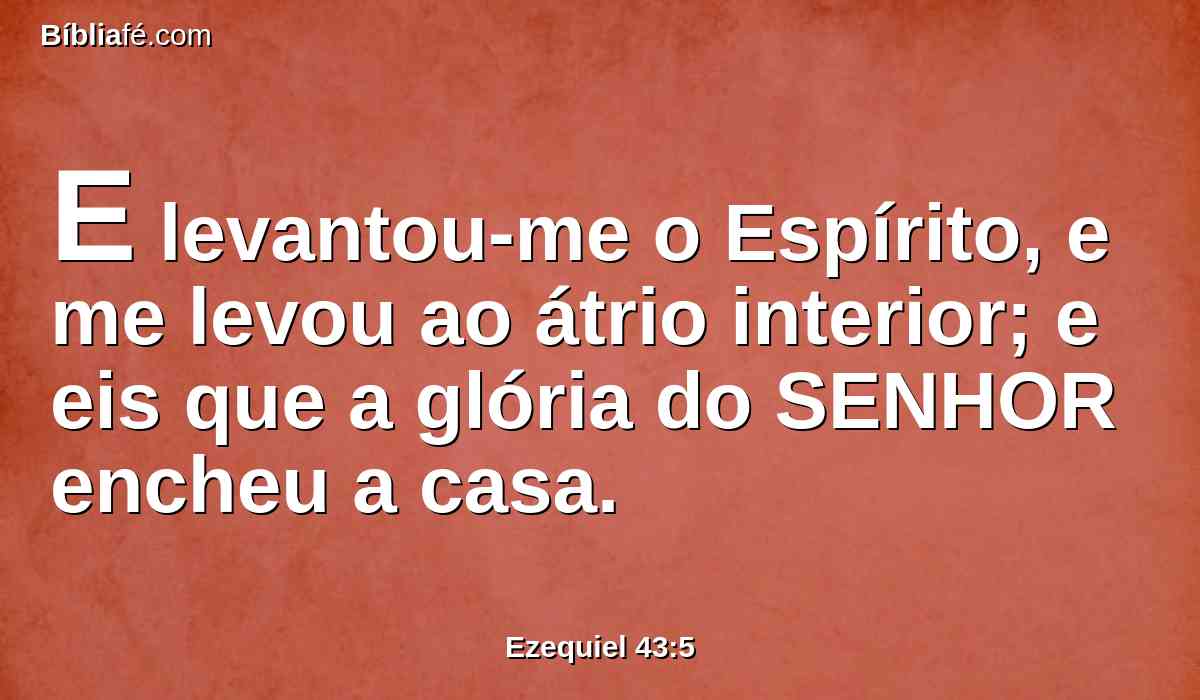 E levantou-me o Espírito, e me levou ao átrio interior; e eis que a glória do SENHOR encheu a casa.