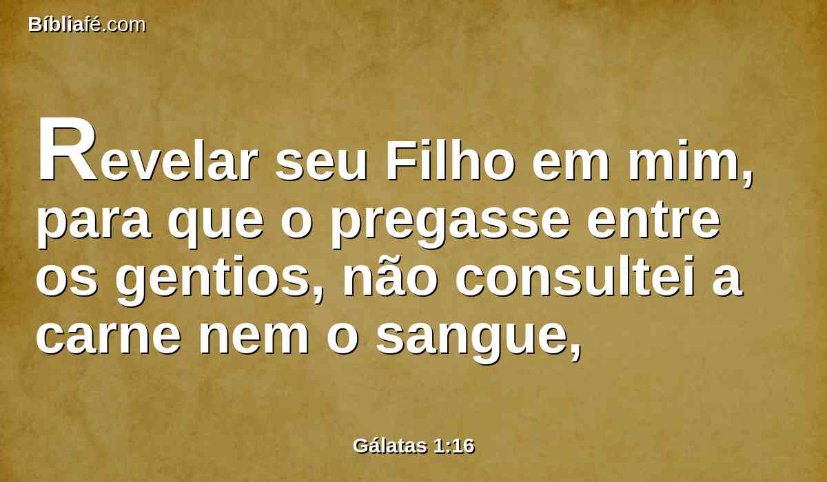 Revelar seu Filho em mim, para que o pregasse entre os gentios, não consultei a carne nem o sangue,