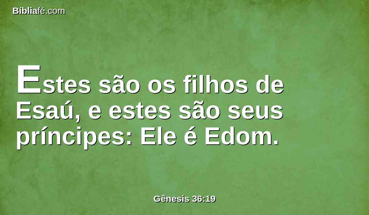 Estes são os filhos de Esaú, e estes são seus príncipes: Ele é Edom.