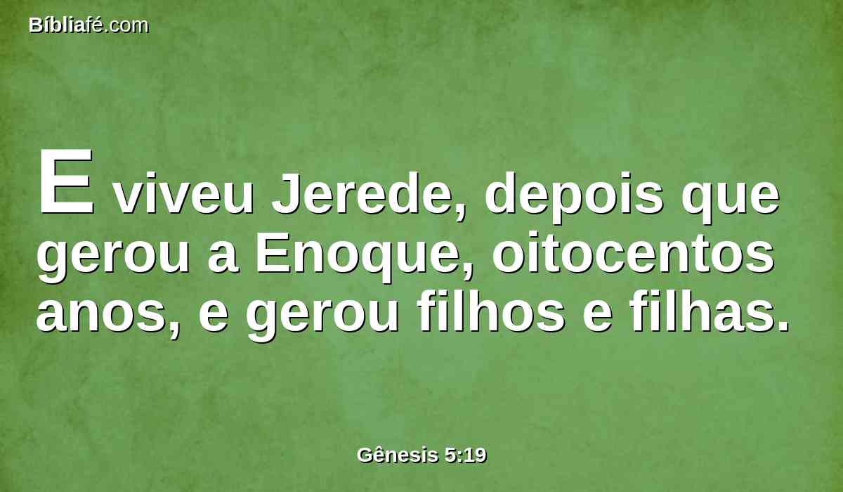 E viveu Jerede, depois que gerou a Enoque, oitocentos anos, e gerou filhos e filhas.