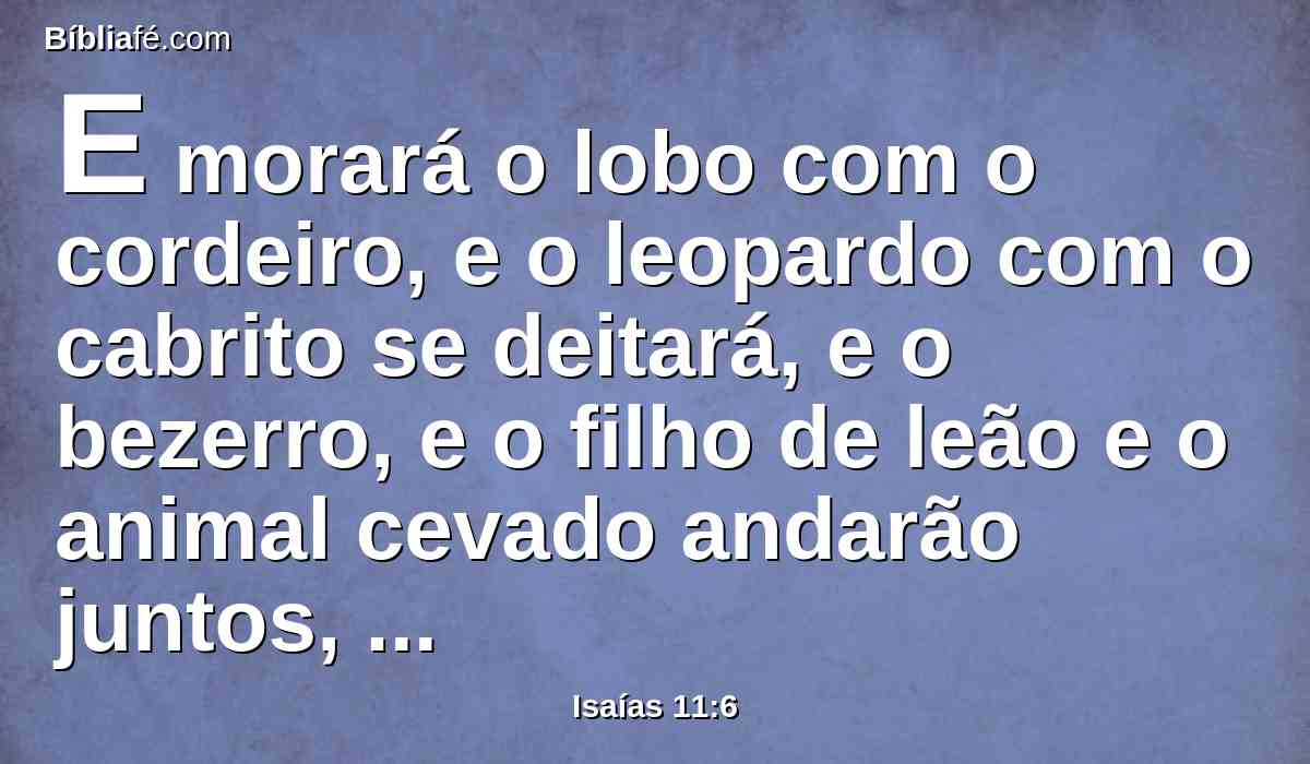 E morará o lobo com o cordeiro, e o leopardo com o cabrito se deitará, e o bezerro, e o filho de leão e o animal cevado andarão juntos, e um menino pequeno os guiará.