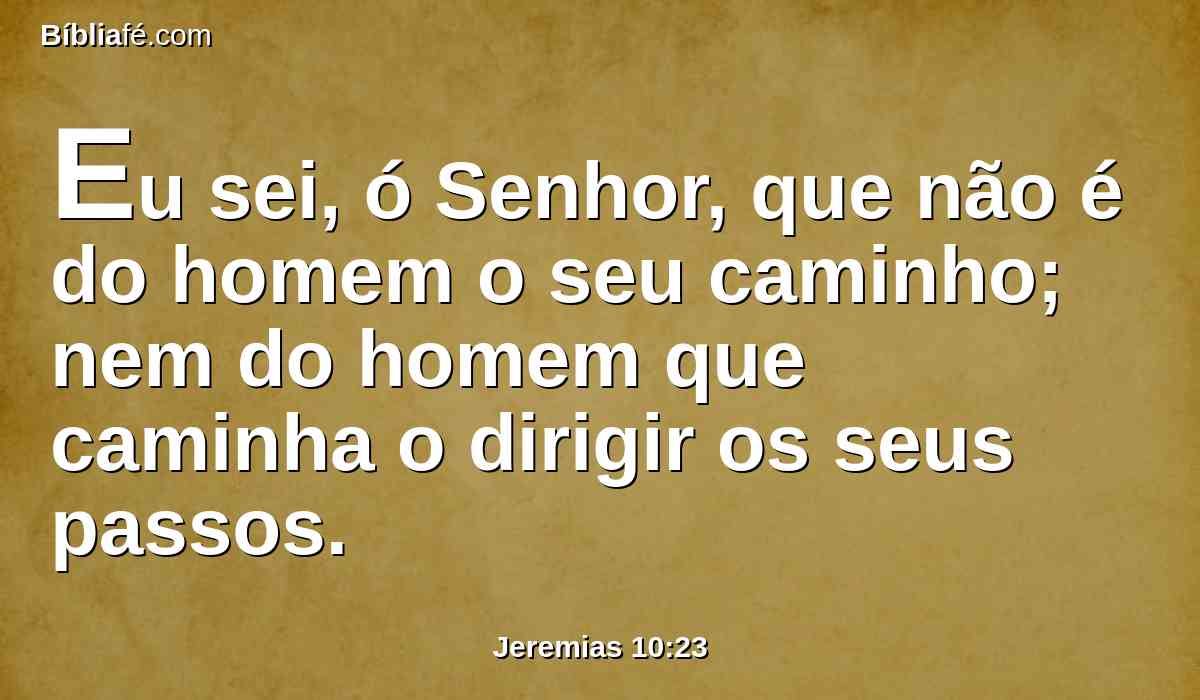 Eu sei, ó Senhor, que não é do homem o seu caminho; nem do homem que caminha o dirigir os seus passos.