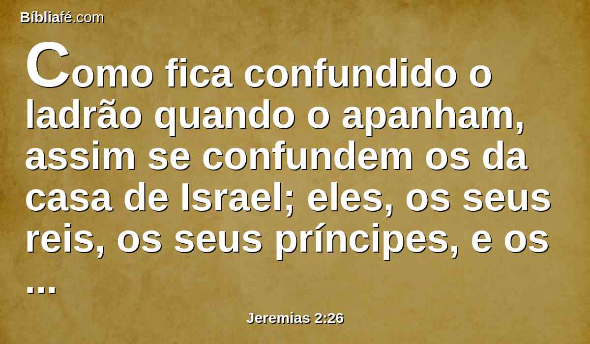 Como fica confundido o ladrão quando o apanham, assim se confundem os da casa de Israel; eles, os seus reis, os seus príncipes, e os seus sacerdotes, e os seus profetas,