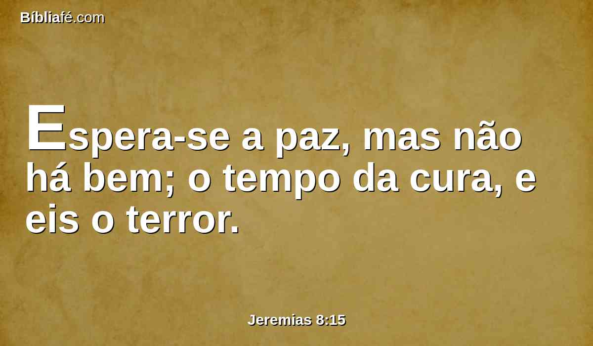 Espera-se a paz, mas não há bem; o tempo da cura, e eis o terror.