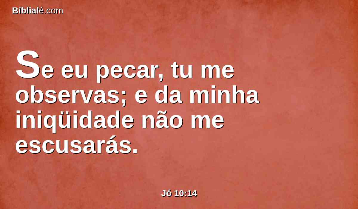 Se eu pecar, tu me observas; e da minha iniqüidade não me escusarás.