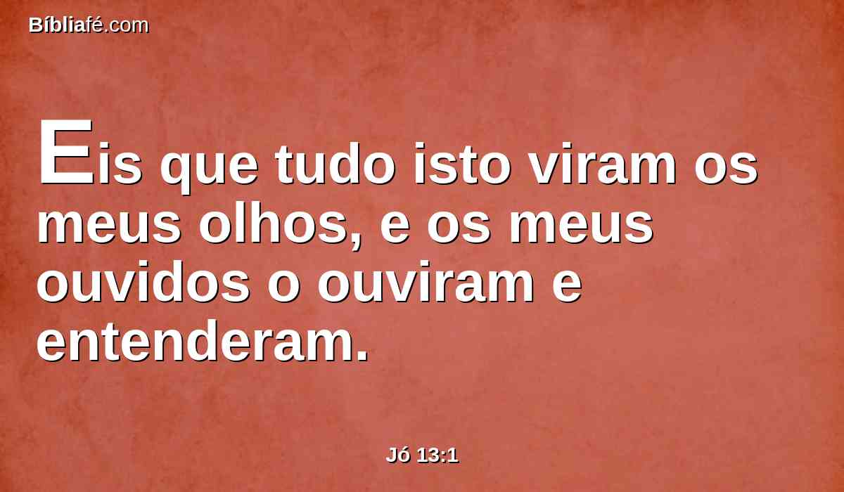 Eis que tudo isto viram os meus olhos, e os meus ouvidos o ouviram e entenderam.