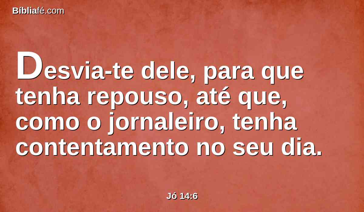 Desvia-te dele, para que tenha repouso, até que, como o jornaleiro, tenha contentamento no seu dia.