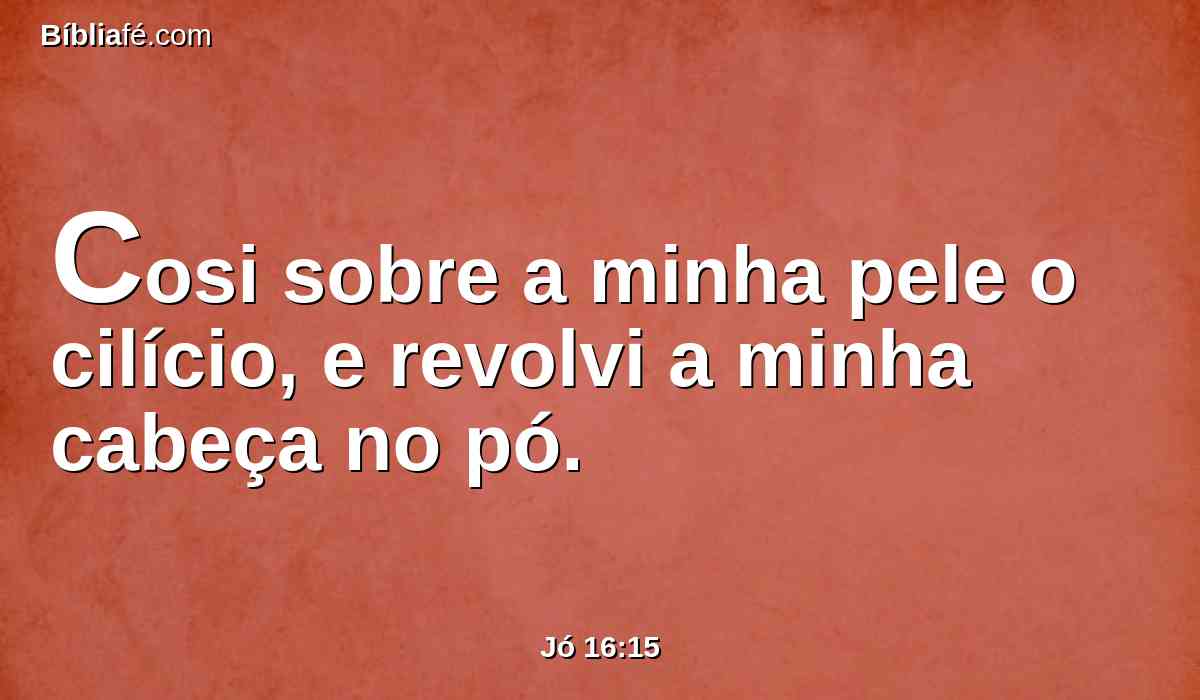 Cosi sobre a minha pele o cilício, e revolvi a minha cabeça no pó.