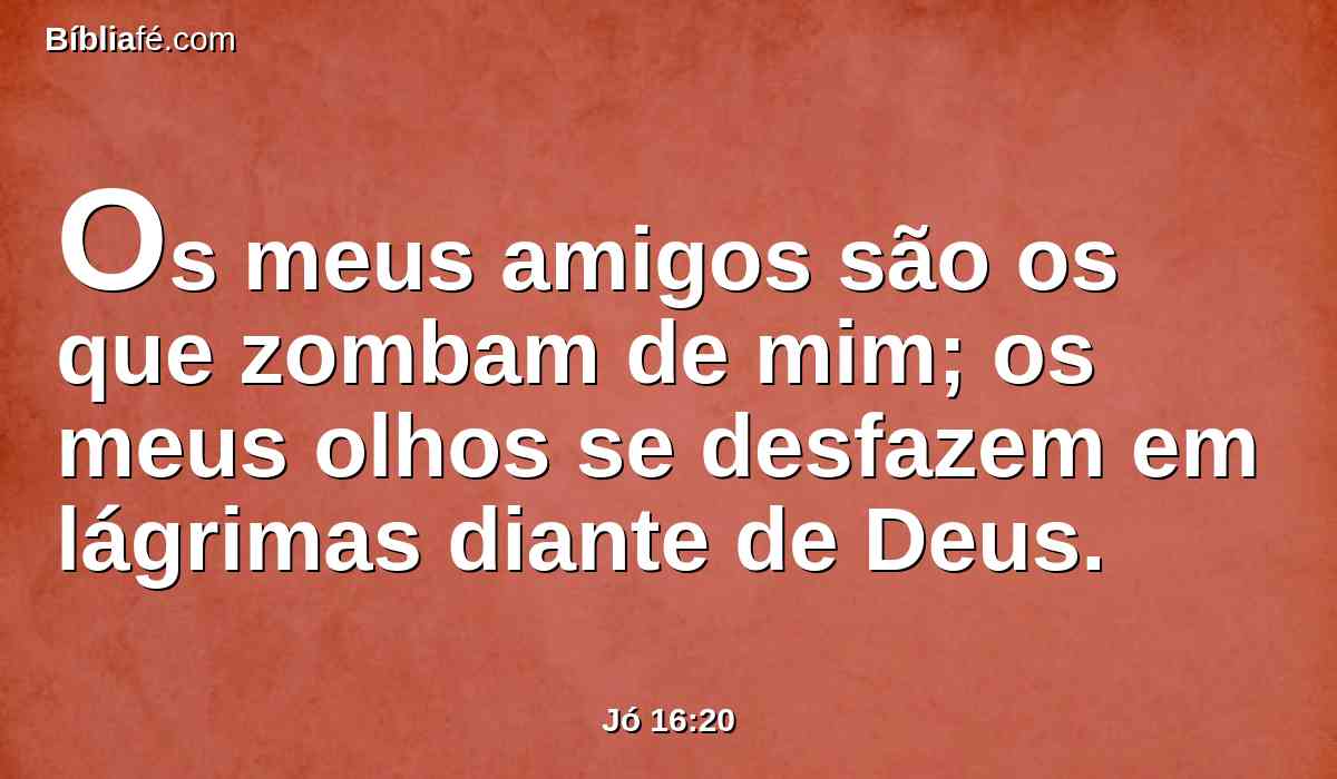 Os meus amigos são os que zombam de mim; os meus olhos se desfazem em lágrimas diante de Deus.