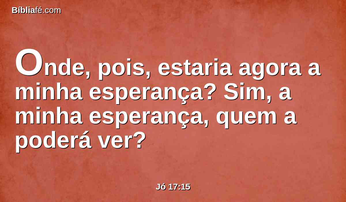 Onde, pois, estaria agora a minha esperança? Sim, a minha esperança, quem a poderá ver?