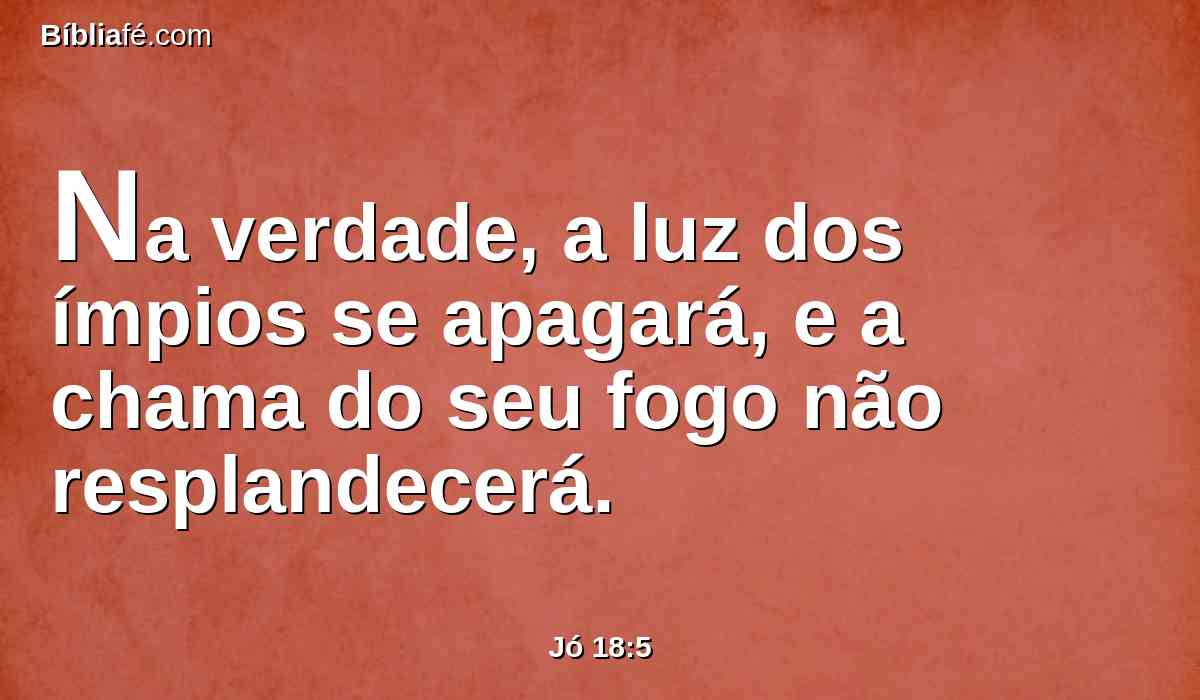 Na verdade, a luz dos ímpios se apagará, e a chama do seu fogo não resplandecerá.