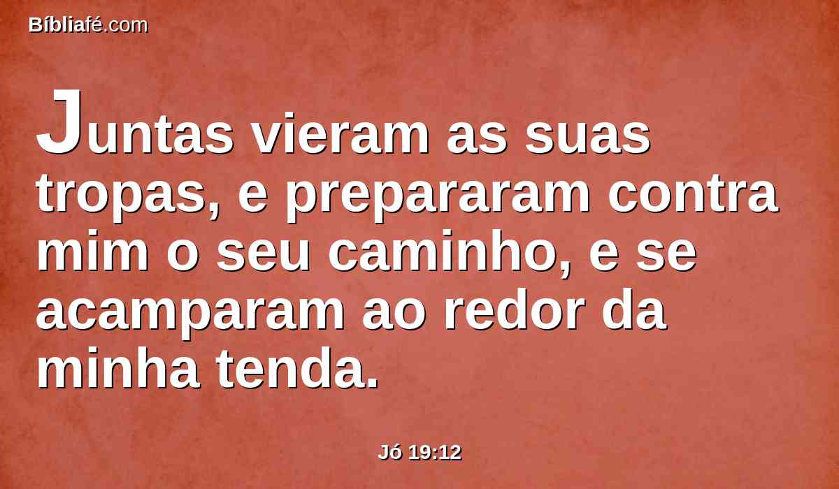 Juntas vieram as suas tropas, e prepararam contra mim o seu caminho, e se acamparam ao redor da minha tenda.