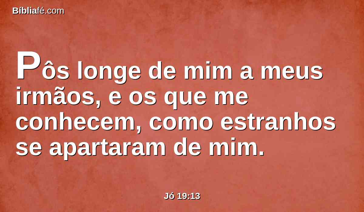pôs longe de mim a meus irmãos, e os que me conhecem, como estranhos se apartaram de mim.