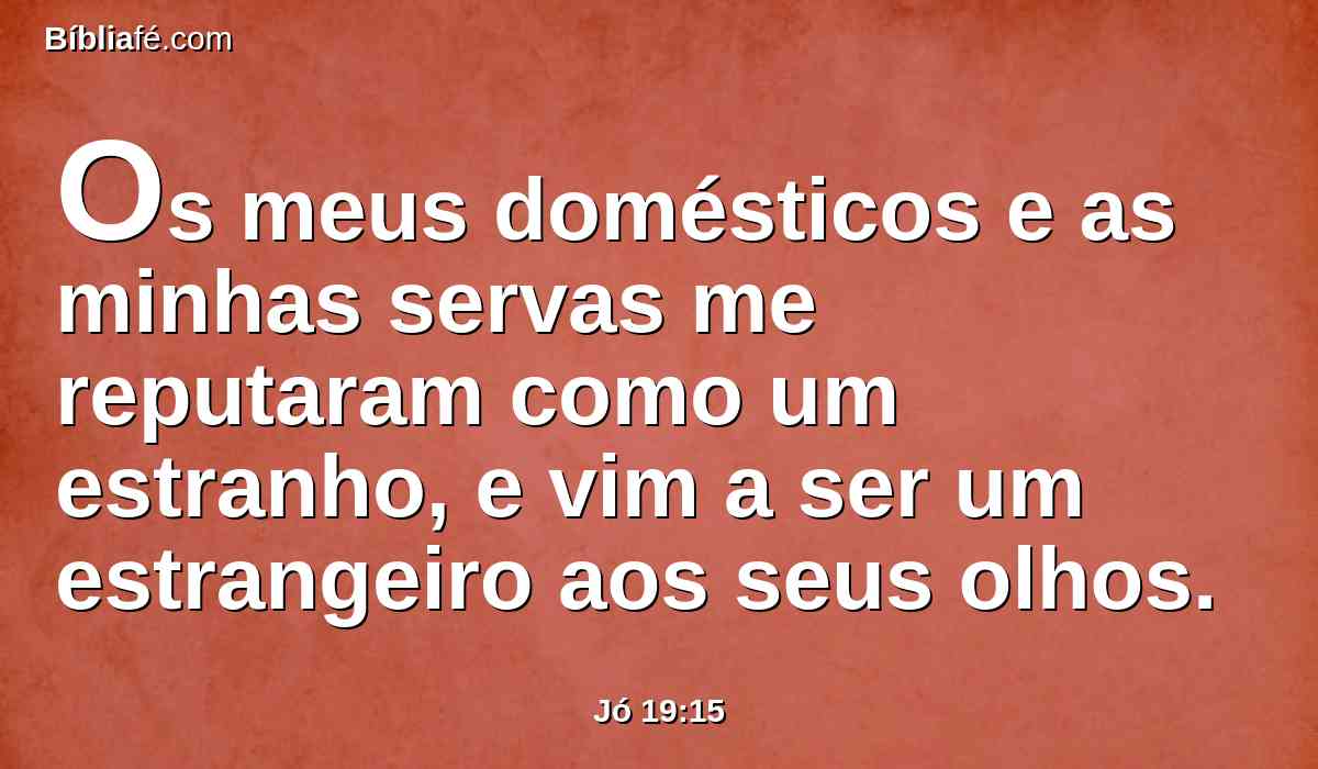 Os meus domésticos e as minhas servas me reputaram como um estranho, e vim a ser um estrangeiro aos seus olhos.