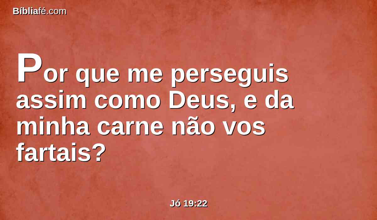 Por que me perseguis assim como Deus, e da minha carne não vos fartais?