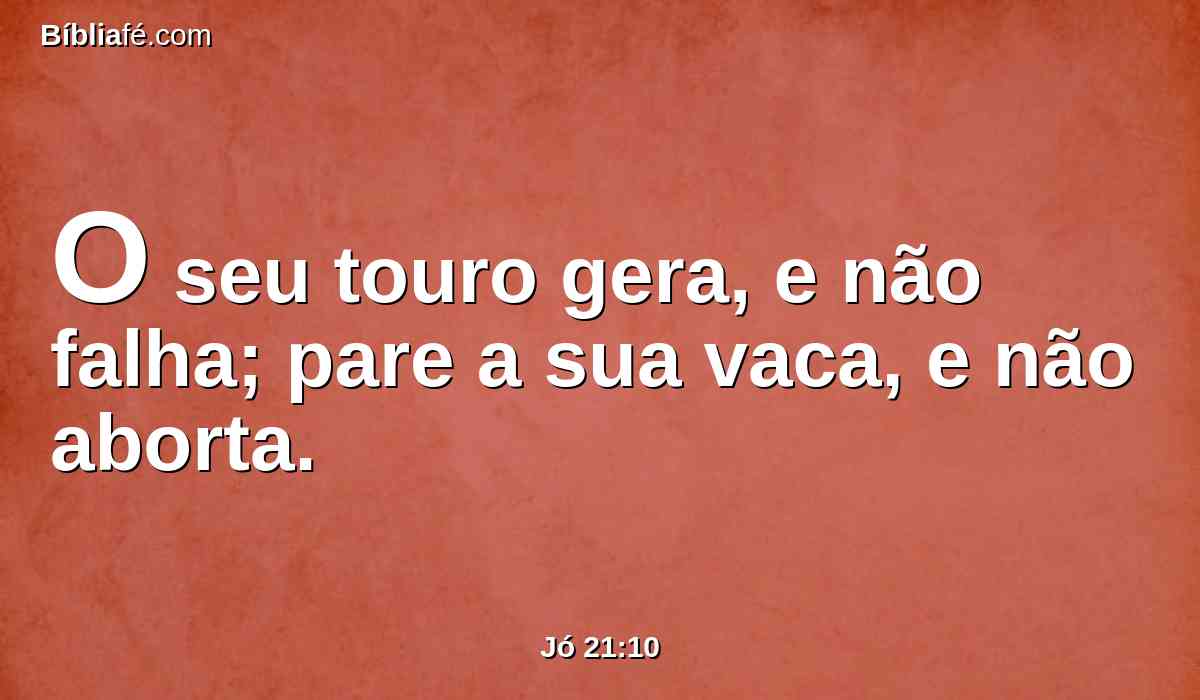 O seu touro gera, e não falha; pare a sua vaca, e não aborta.