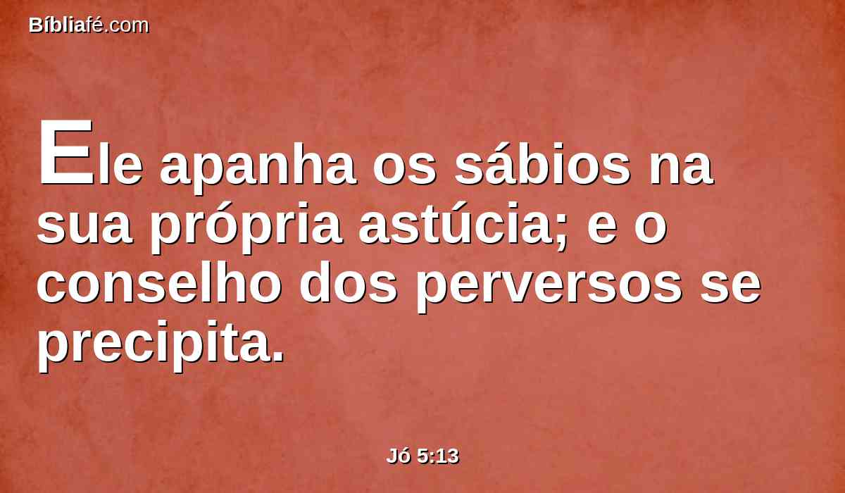 Ele apanha os sábios na sua própria astúcia; e o conselho dos perversos se precipita.