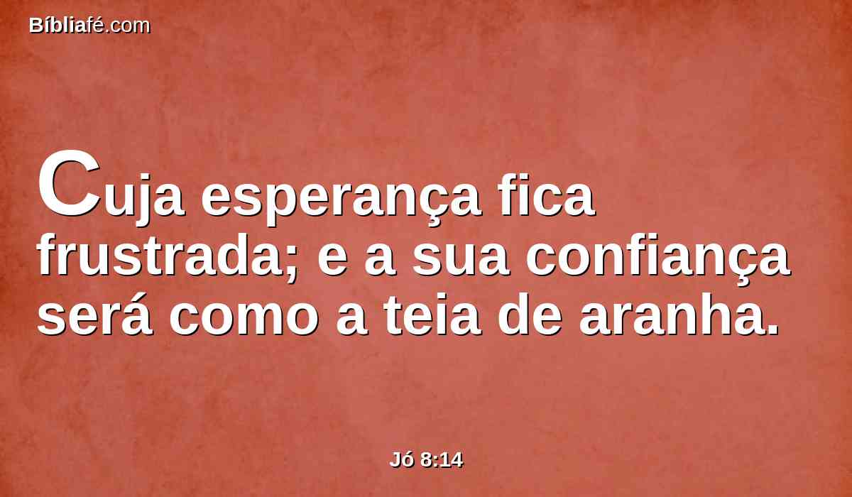 Cuja esperança fica frustrada; e a sua confiança será como a teia de aranha.