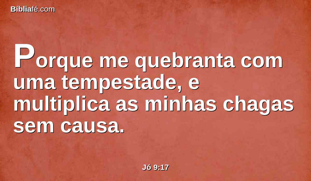 Porque me quebranta com uma tempestade, e multiplica as minhas chagas sem causa.