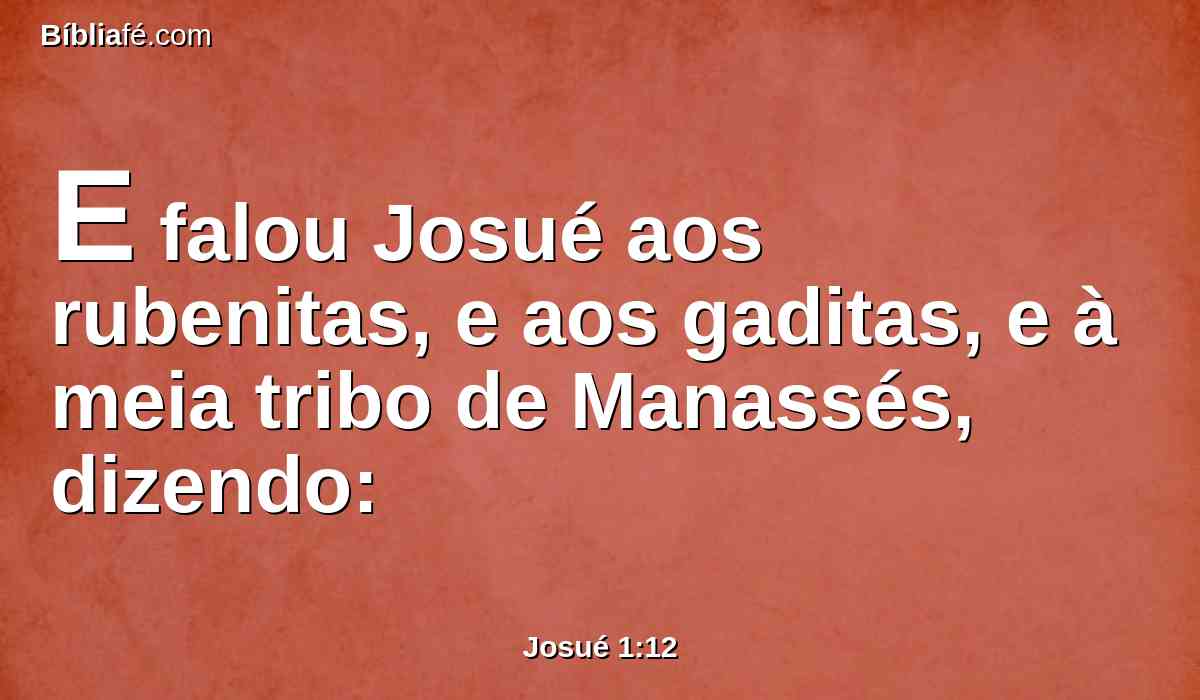 E falou Josué aos rubenitas, e aos gaditas, e à meia tribo de Manassés, dizendo: