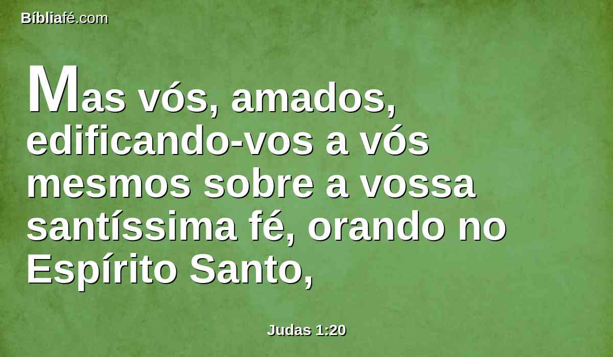 Mas vós, amados, edificando-vos a vós mesmos sobre a vossa santíssima fé, orando no Espírito Santo,