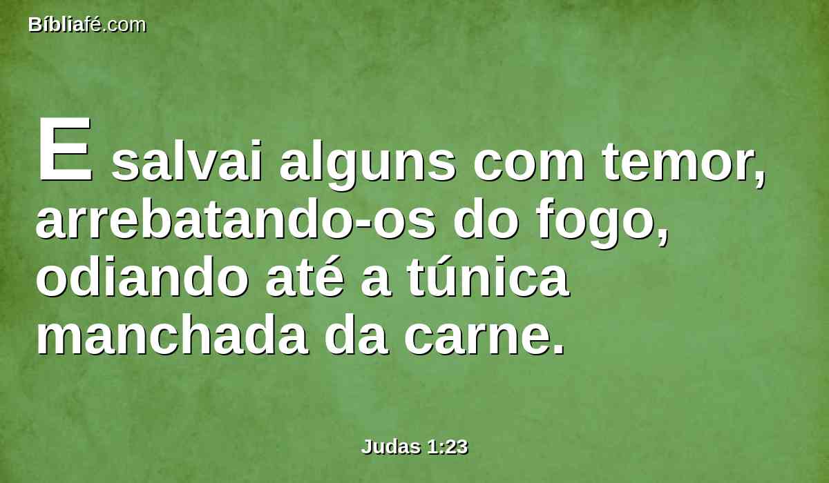 E salvai alguns com temor, arrebatando-os do fogo, odiando até a túnica manchada da carne.